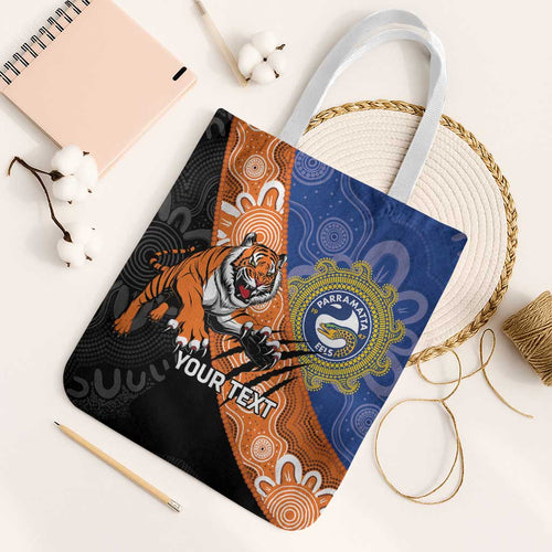 Personalised Tigers and Eels Rugby Tote Bag Aboriginal Art