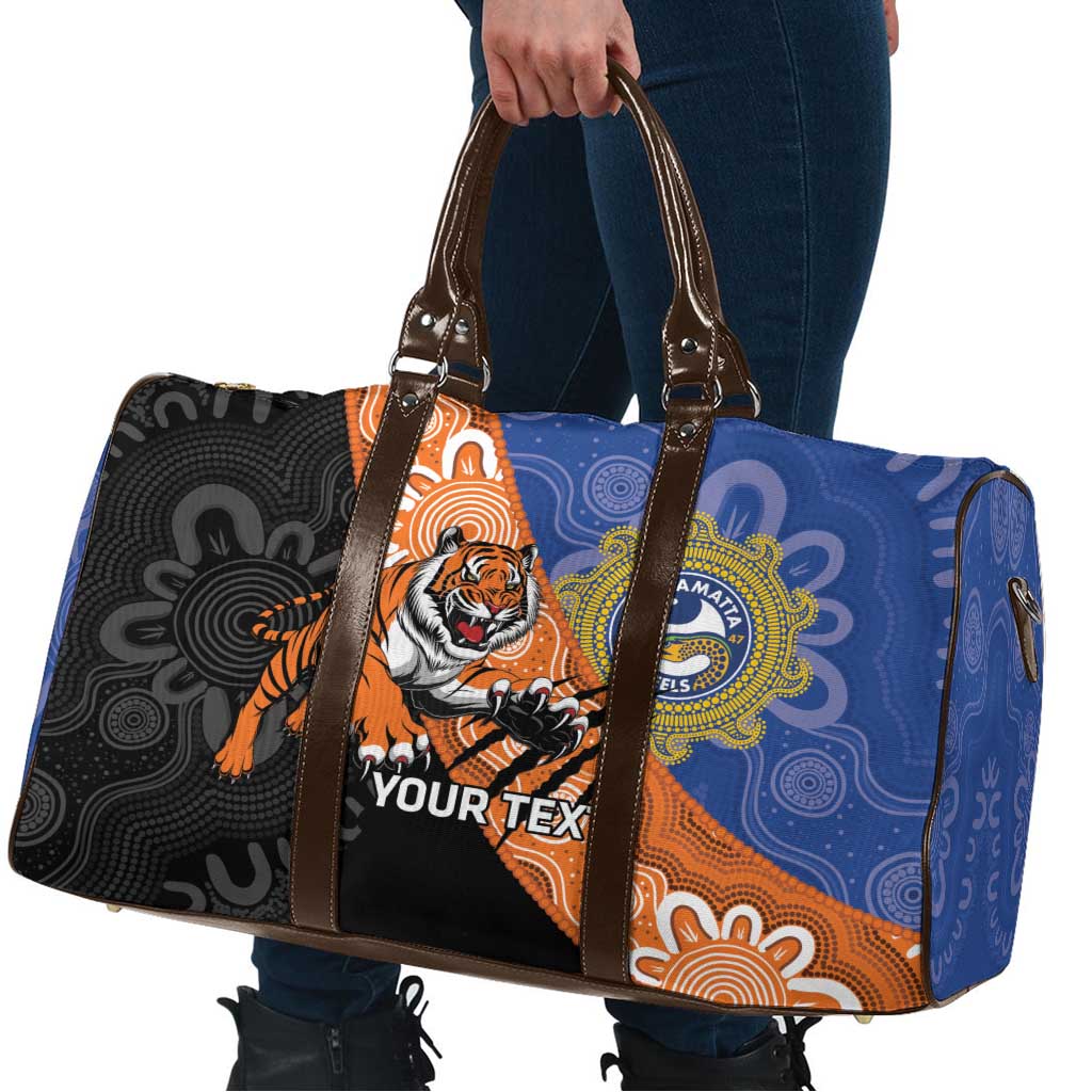 Personalised Tigers and Eels Rugby Travel Bag Aboriginal Art