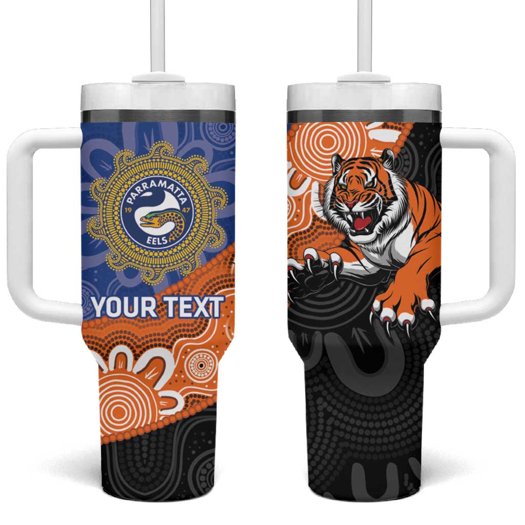Personalised Tigers and Eels Rugby Tumbler With Handle Aboriginal Art