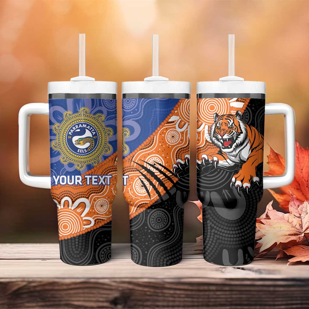 Personalised Tigers and Eels Rugby Tumbler With Handle Aboriginal Art