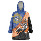 Personalised Tigers and Eels Rugby Wearable Blanket Hoodie Aboriginal Art