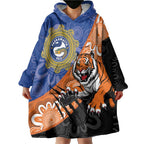 Personalised Tigers and Eels Rugby Wearable Blanket Hoodie Aboriginal Art