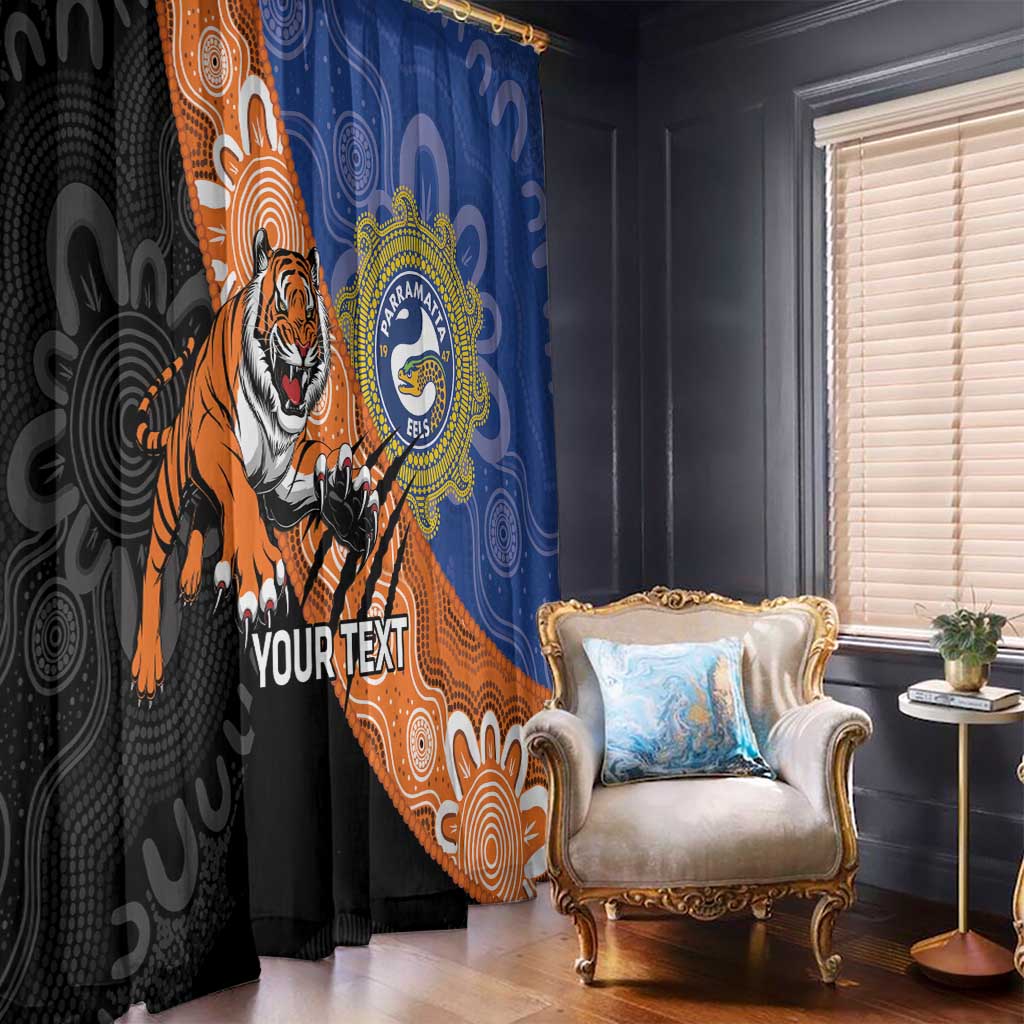 Personalised Tigers and Eels Rugby Window Curtain Aboriginal Art