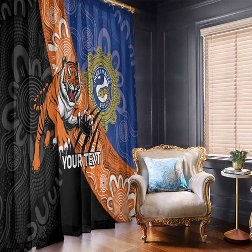 Personalised Tigers and Eels Rugby Window Curtain Aboriginal Art