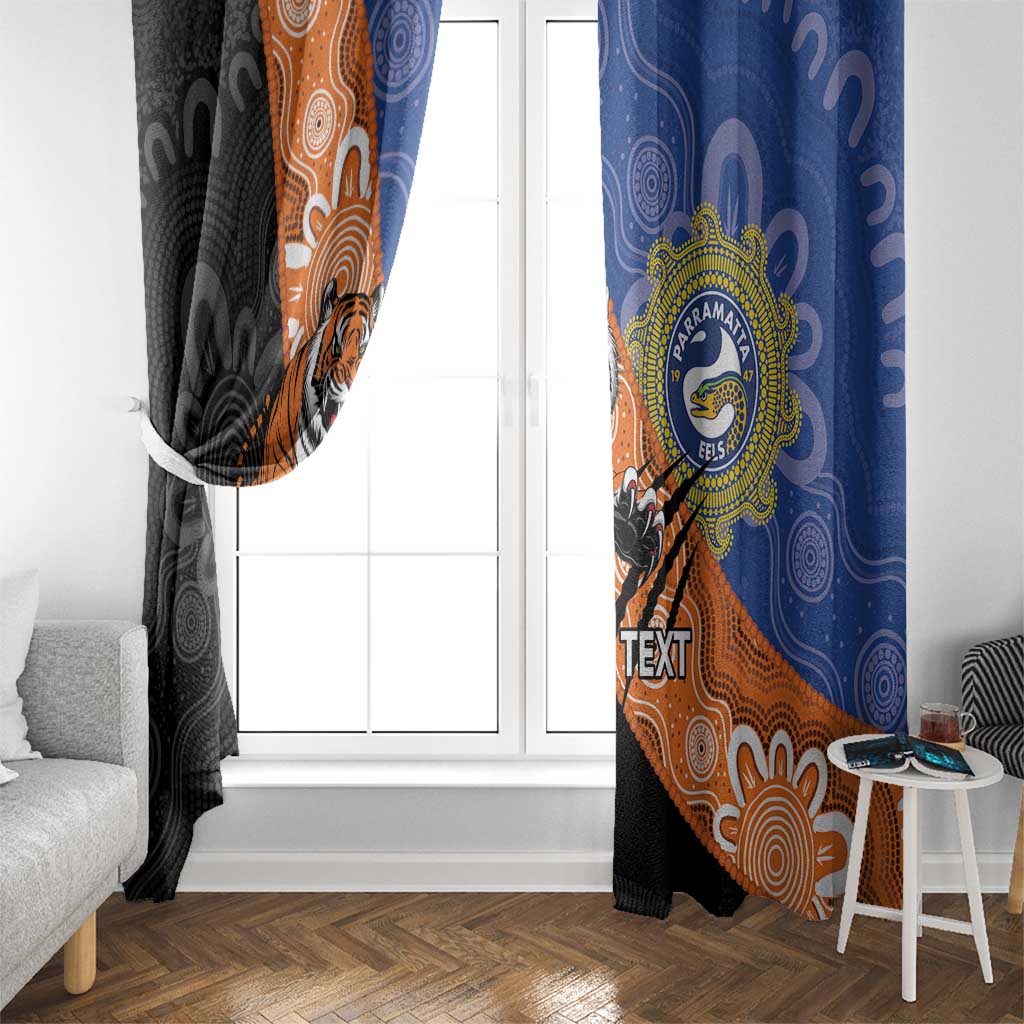 Personalised Tigers and Eels Rugby Window Curtain Aboriginal Art