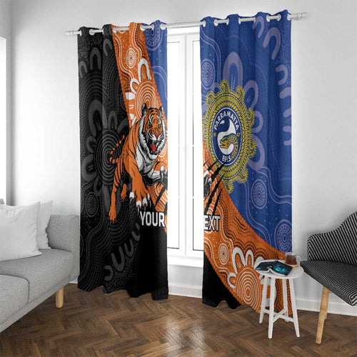 Personalised Tigers and Eels Rugby Window Curtain Aboriginal Art