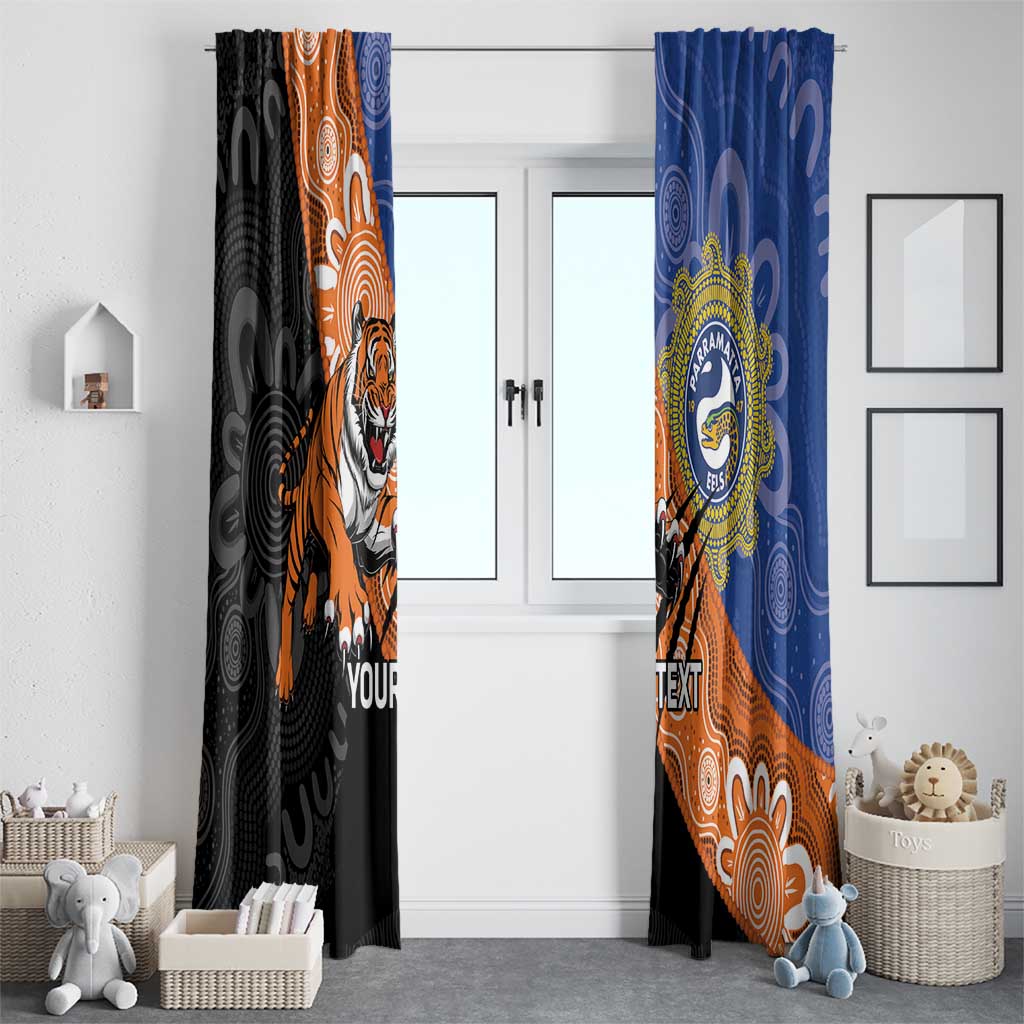 Personalised Tigers and Eels Rugby Window Curtain Aboriginal Art
