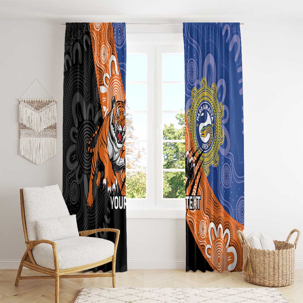 Personalised Tigers and Eels Rugby Window Curtain Aboriginal Art
