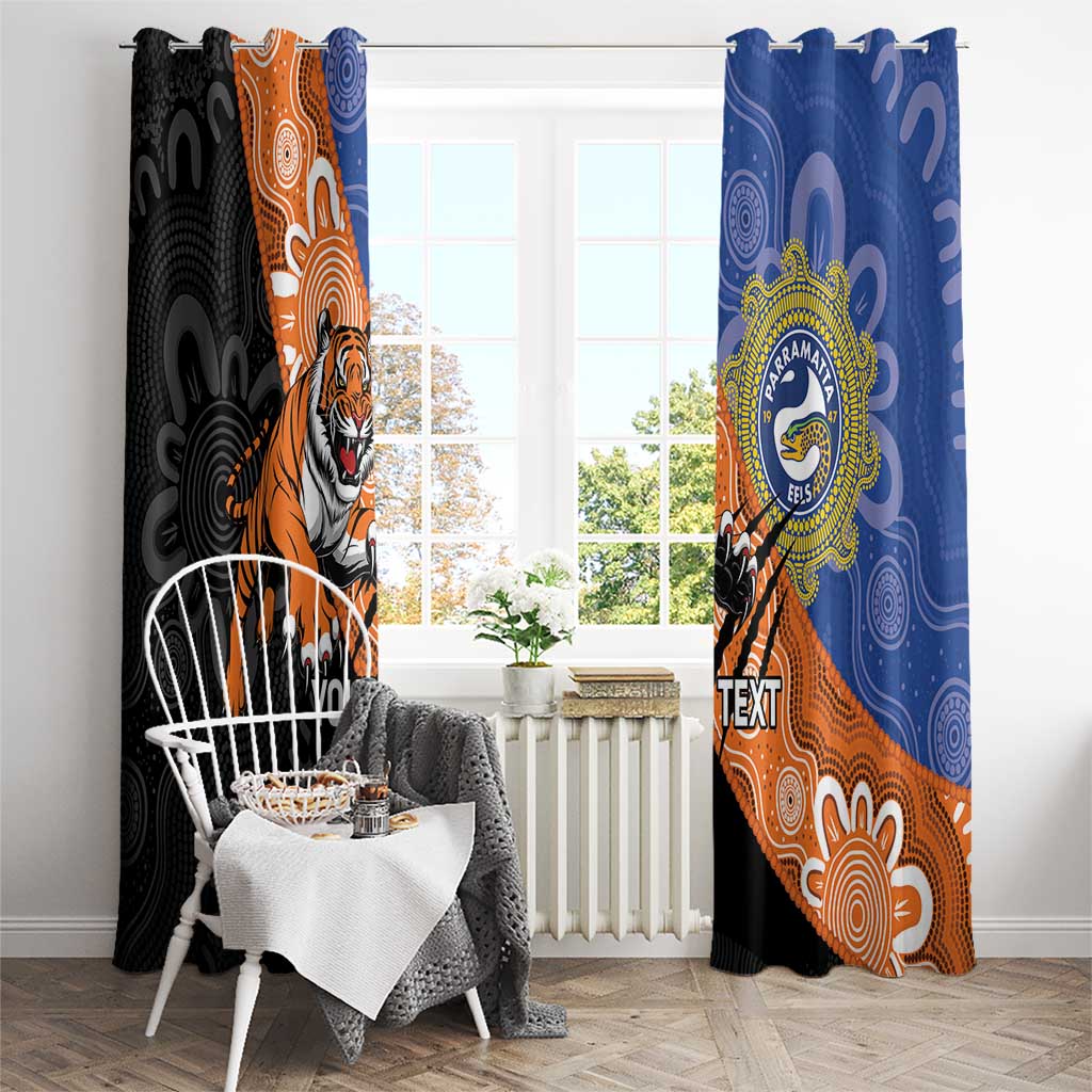Personalised Tigers and Eels Rugby Window Curtain Aboriginal Art