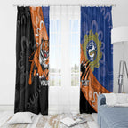 Personalised Tigers and Eels Rugby Window Curtain Aboriginal Art