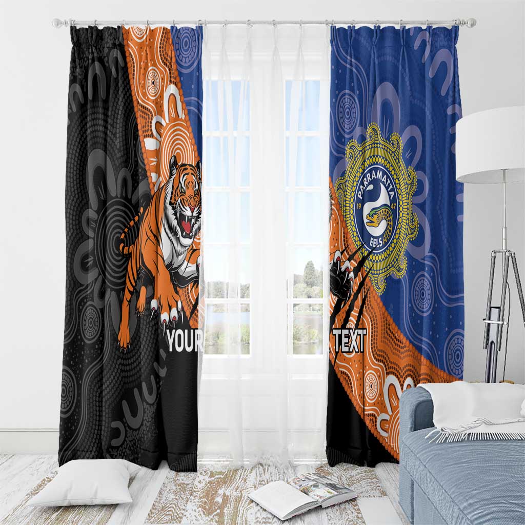 Personalised Tigers and Eels Rugby Window Curtain Aboriginal Art