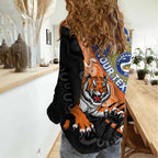 Personalised Tigers and Eels Rugby Women Casual Shirt Aboriginal Art