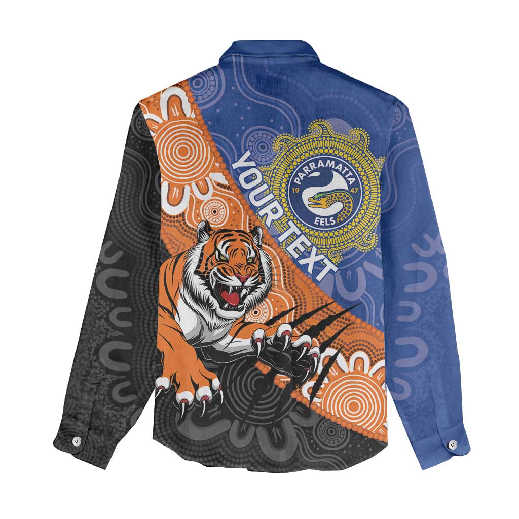 Personalised Tigers and Eels Rugby Women Casual Shirt Aboriginal Art
