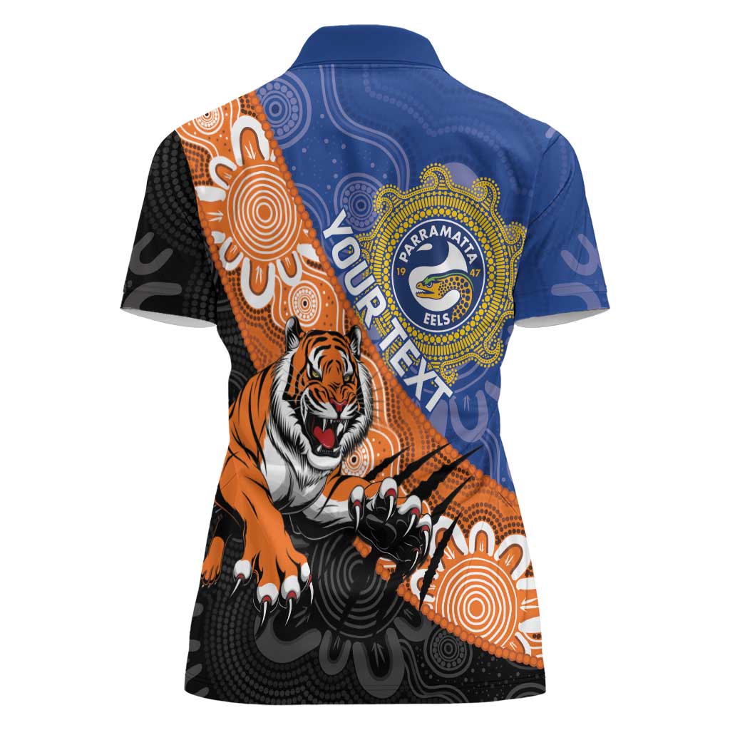 Personalised Tigers and Eels Rugby Women Polo Shirt Aboriginal Art