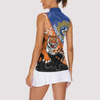 Personalised Tigers and Eels Rugby Women Sleeveless Polo Shirt Aboriginal Art
