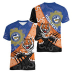 Personalised Tigers and Eels Rugby Women V-Neck T-Shirt Aboriginal Art