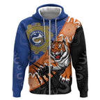 Personalised Tigers and Eels Rugby Zip Hoodie Aboriginal Art