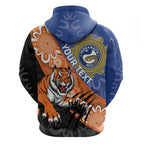Personalised Tigers and Eels Rugby Zip Hoodie Aboriginal Art