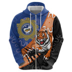 Personalised Tigers and Eels Rugby Zip Hoodie Aboriginal Art