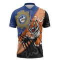 Personalised Tigers and Eels Rugby Zipper Polo Shirt Aboriginal Art