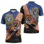 Personalised Tigers and Eels Rugby Zipper Polo Shirt Aboriginal Art