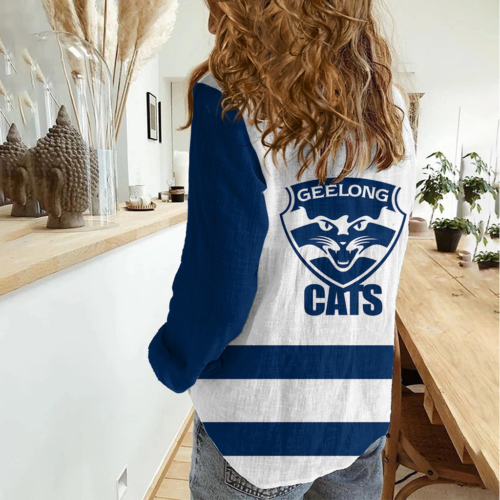 Geelong Football 2023 Women Casual Shirt Go Cats White Sporty Style LT14