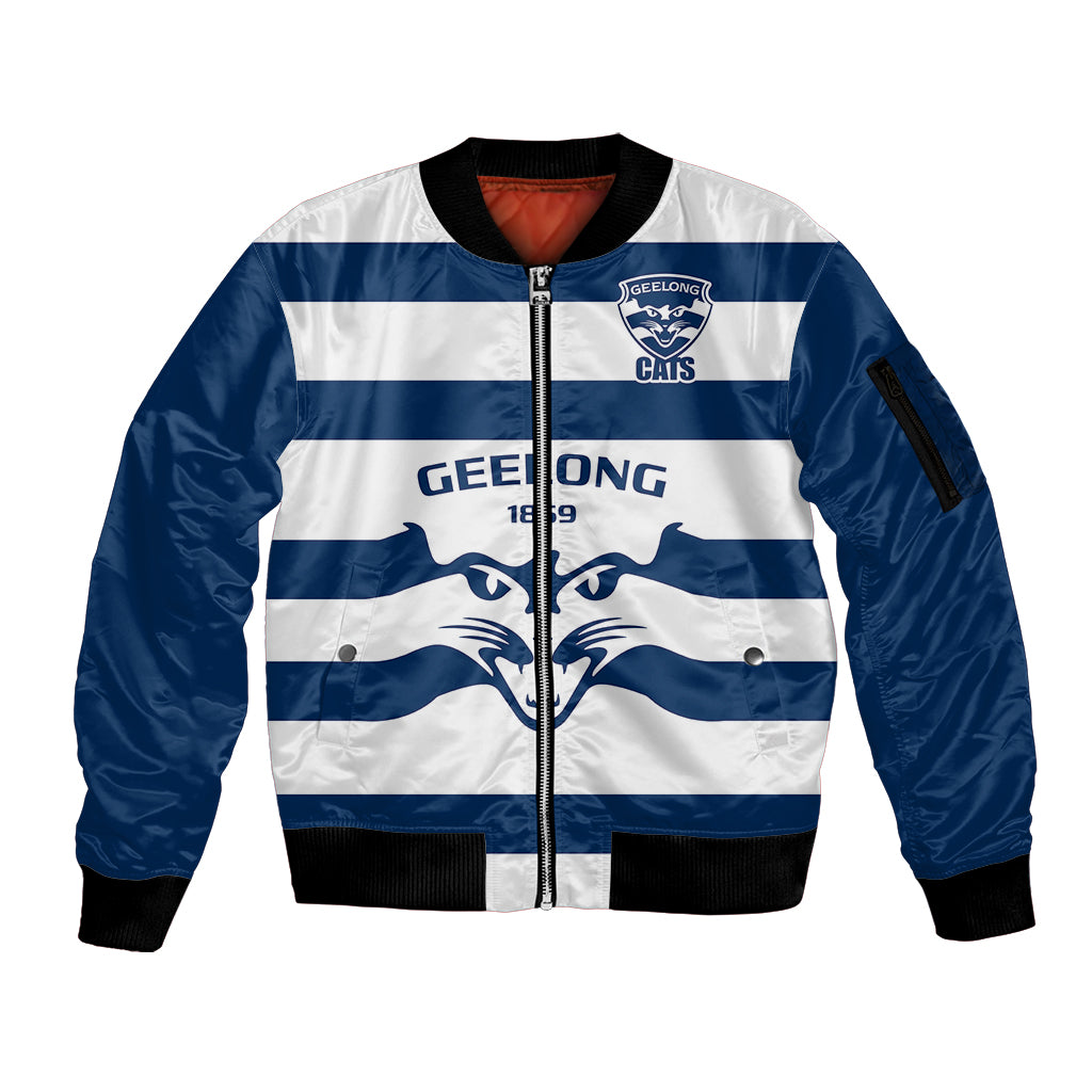 personalised-geelong-football-2023-sleeve-zip-bomber-jacket-go-cats-white-sporty-style