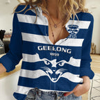 Geelong Football 2023 Women Casual Shirt Go Cats Navy Blue Sporty Style LT14