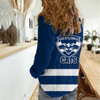 Geelong Football 2023 Women Casual Shirt Go Cats Navy Blue Sporty Style LT14
