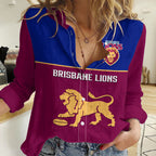 Brisbane Lions Football 2023 Women Casual Shirt Sporty Maroon Version LT14
