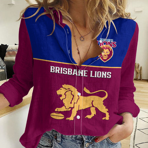 Brisbane Lions Football 2023 Women Casual Shirt Sporty Maroon Version LT14