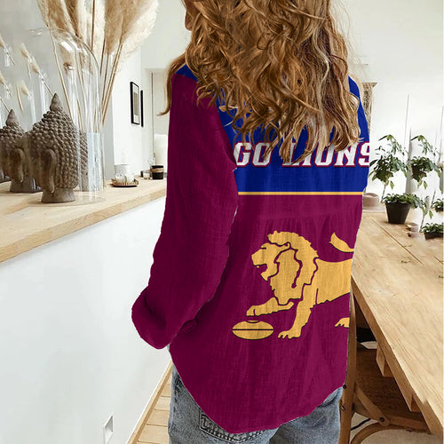 Brisbane Lions Football 2023 Women Casual Shirt Sporty Maroon Version LT14