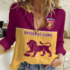 Brisbane Lions Football 2023 Women Casual Shirt Sporty Gold Version LT14