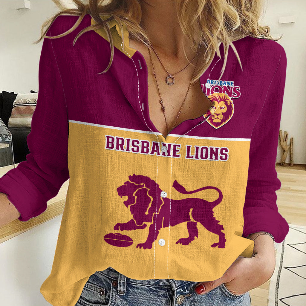 Personalised Brisbane Lions Football 2023 Women Casual Shirt Sporty Gold Version LT14