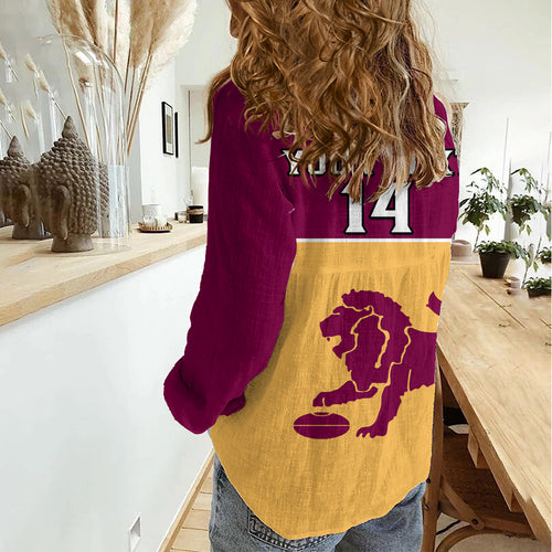Personalised Brisbane Lions Football 2023 Women Casual Shirt Sporty Gold Version LT14