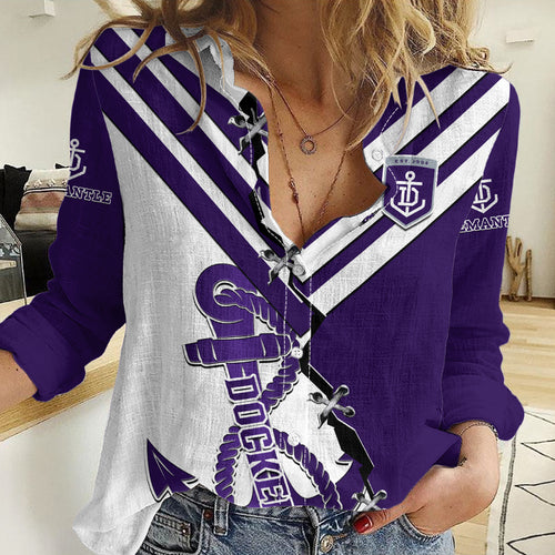 Fremantle Dockers Football 2023 Women Casual Shirt Go Freo Sporty Version 02 LT14