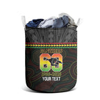 Penrith Panthers Rugby Custom Laundry Basket 60 Years Anniversary Black Polynesian Aboriginal Art