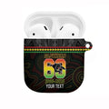 Penrith Panthers Rugby Custom AirPods Case 60 Years Anniversary Black Polynesian Aboriginal Art