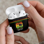 Penrith Panthers Rugby Custom AirPods Case 60 Years Anniversary Black Polynesian Aboriginal Art