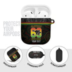 Penrith Panthers Rugby Custom AirPods Case 60 Years Anniversary Black Polynesian Aboriginal Art