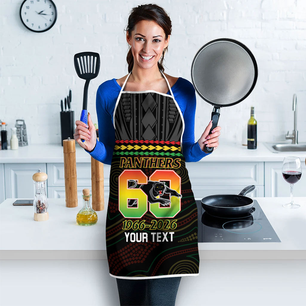 Penrith Panthers Rugby Custom Apron 60 Years Anniversary Black Polynesian Aboriginal Art