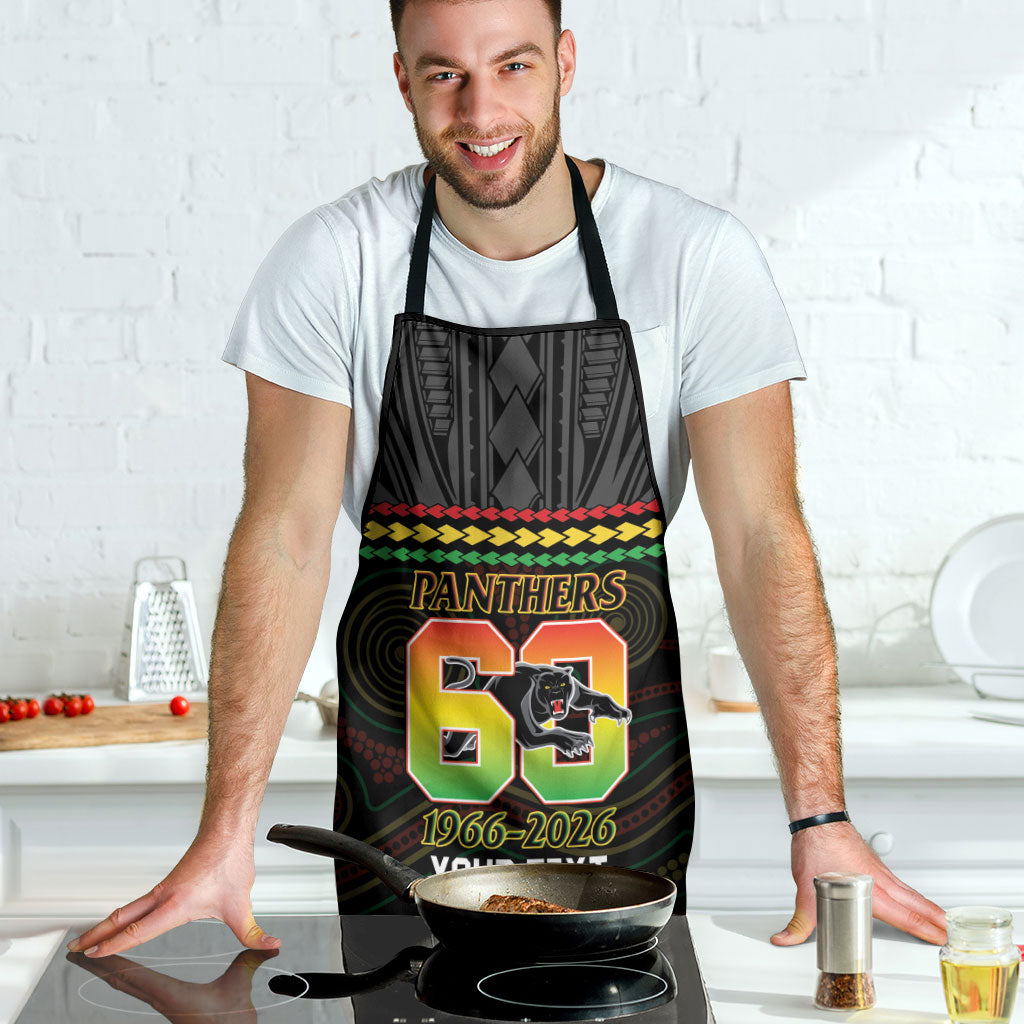 Penrith Panthers Rugby Custom Apron 60 Years Anniversary Black Polynesian Aboriginal Art