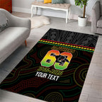 Penrith Panthers Rugby Custom Area Rug 60 Years Anniversary Black Polynesian Aboriginal Art