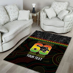 Penrith Panthers Rugby Custom Area Rug 60 Years Anniversary Black Polynesian Aboriginal Art