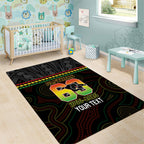 Penrith Panthers Rugby Custom Area Rug 60 Years Anniversary Black Polynesian Aboriginal Art