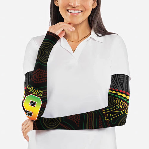 Penrith Panthers Rugby Custom Arm Sleeves 60 Years Anniversary Black Polynesian Aboriginal Art