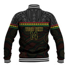 Penrith Panthers Rugby Custom Baseball Jacket 60 Years Anniversary Black Polynesian Aboriginal Art