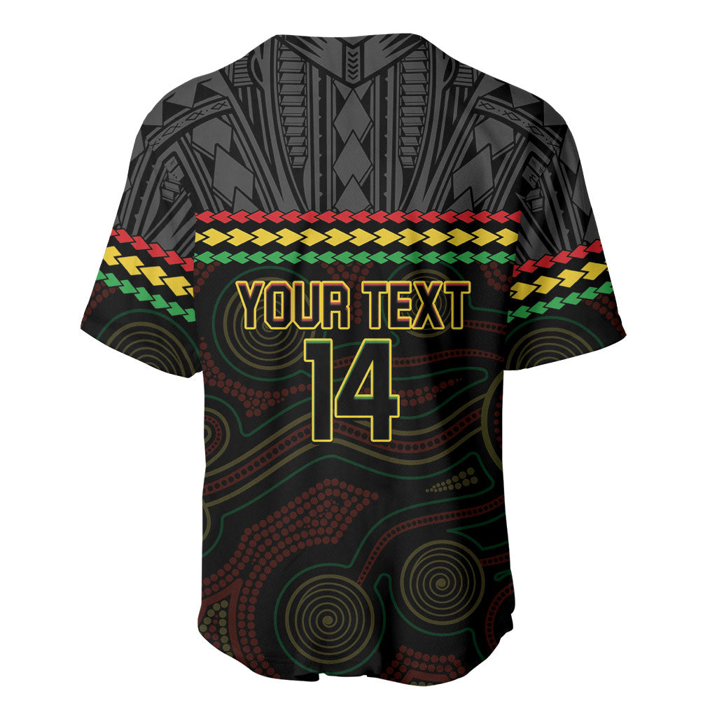 Penrith Panthers Rugby Custom Baseball Jersey 60 Years Anniversary Black Polynesian Aboriginal Art