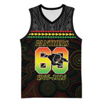Penrith Panthers Rugby Custom Basketball Jersey 60 Years Anniversary Black Polynesian Aboriginal Art