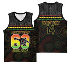 Penrith Panthers Rugby Custom Basketball Jersey 60 Years Anniversary Black Polynesian Aboriginal Art